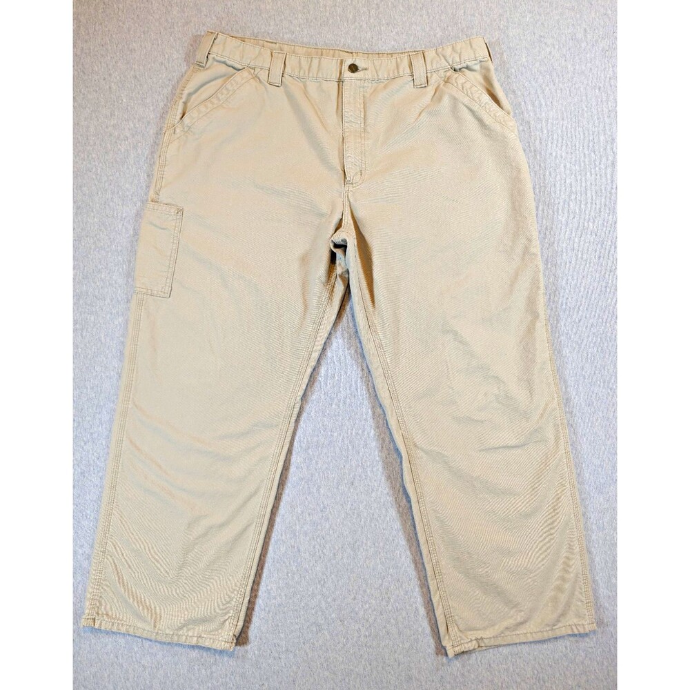 Carhartt Tan Canvas Workwear Pants Dungaree Fit Straight Leg 42 x 32